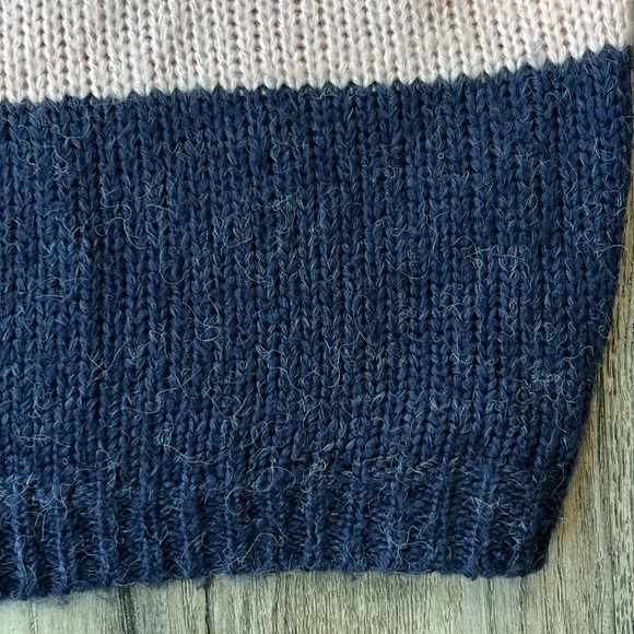 Storia Sweater Blue and Pink Striped Chunky Knit Sweater Size Small Oversized - Picture 3 of 10
